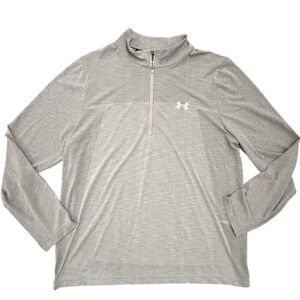 Under Armour Pullover Mens 2XL Gray With Print Heatgear Loose Quarter Zip Golf